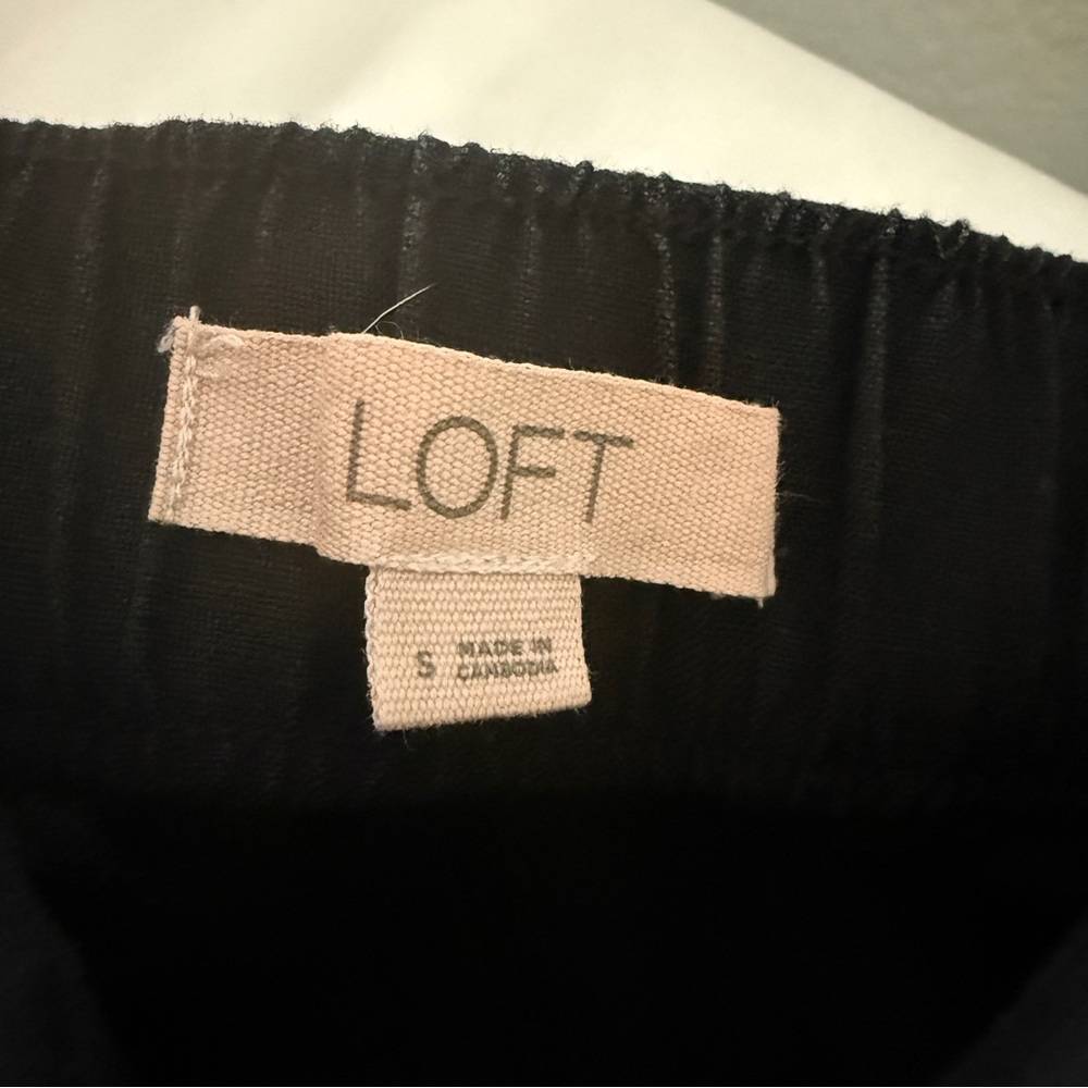 LOFT  Black Linen Blend Mid Rise Wide Leg Pull On Pants Women S - Picture 5 of 7